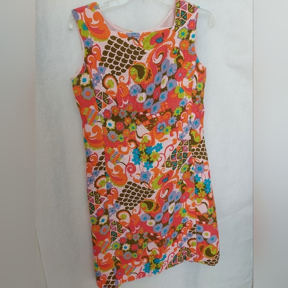 Vintage Alex Colman California 60's Mod Floral Shif Dress - Picture 4 of 10